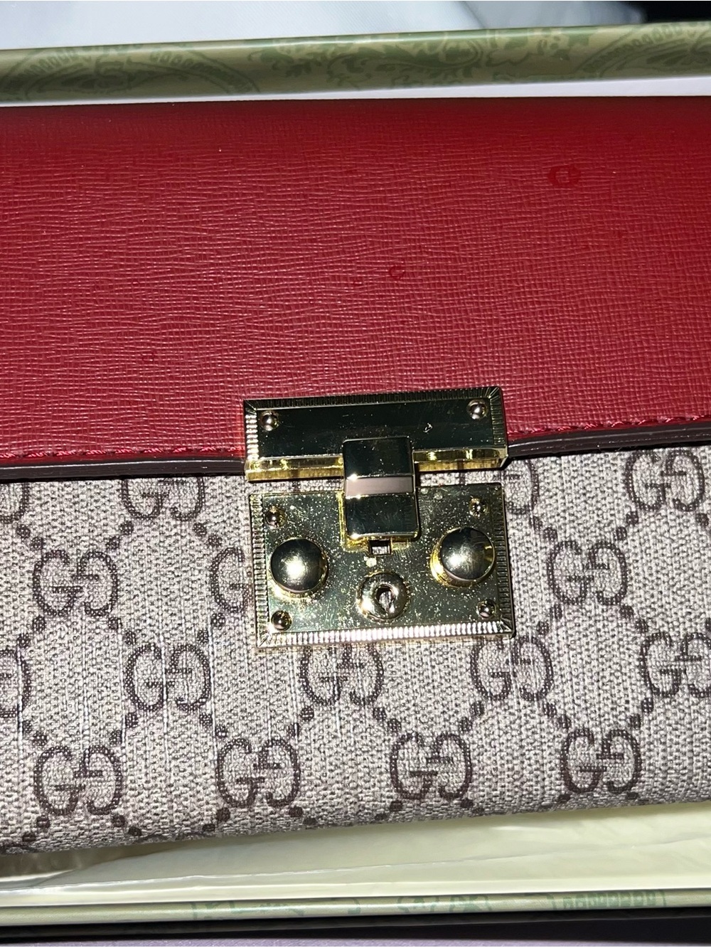 Red and Beige Monogram Crossbody Bag